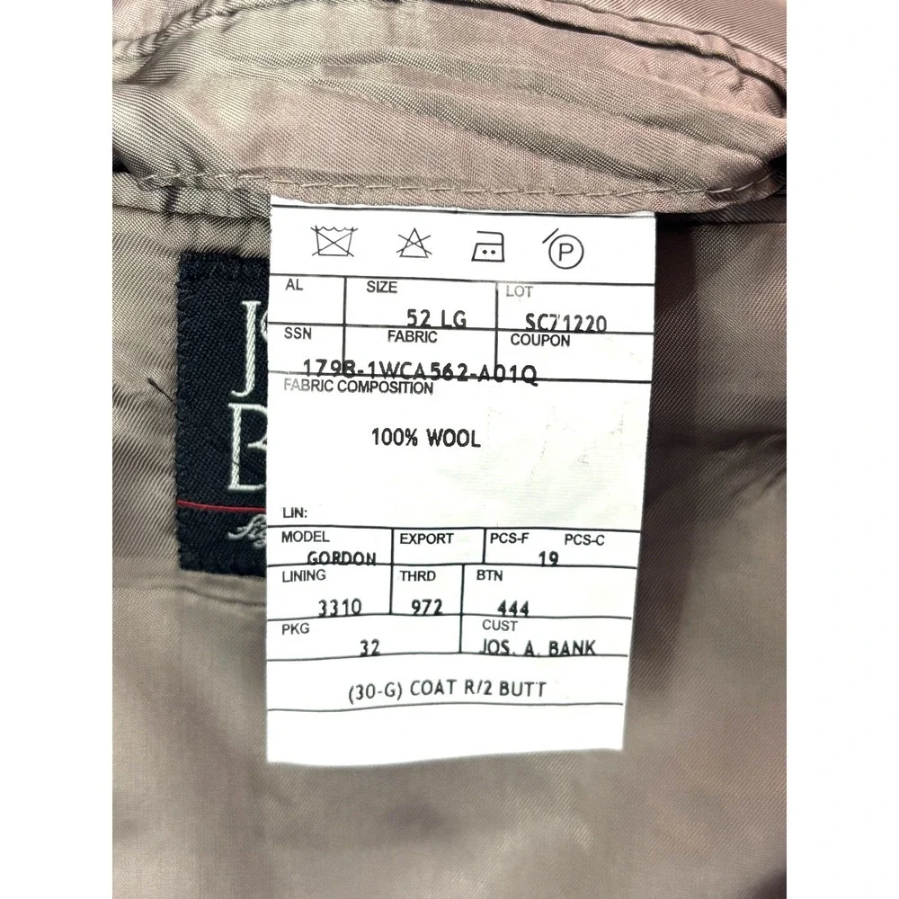 Jos A Bank 52L 100% Wool Blazer Jacket Sport Suit Coat‎ Plaid Brown Signature